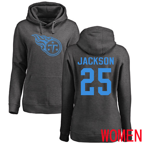 Tennessee Titans Ash Women Adoree  Jackson One Color NFL Football #25 Pullover Hoodie Sweatshirts->tennessee titans->NFL Jersey